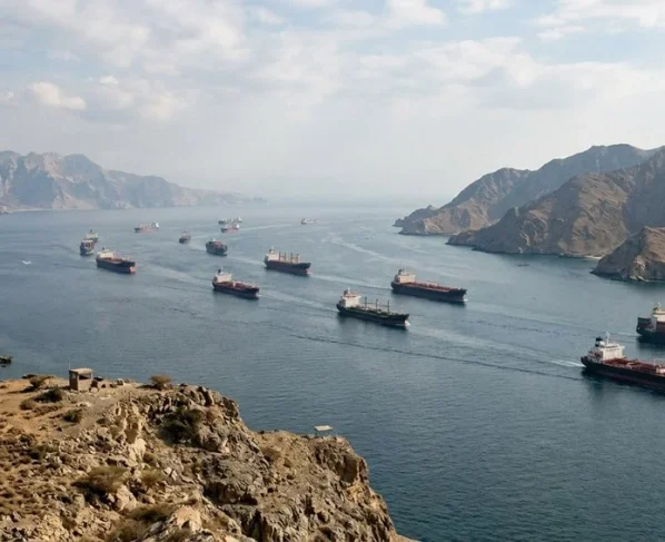 Doze navios navegam pelo Estreito de Ormuz após acordo de trégua entre EUA e Irã.